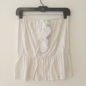 Abercrombie Light Blue Strapless Ruffle Tank Top